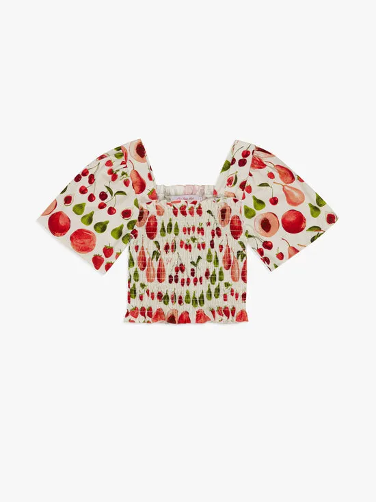 Tops Women Toni Smocked Top Fruit Print Lisa Says Gah