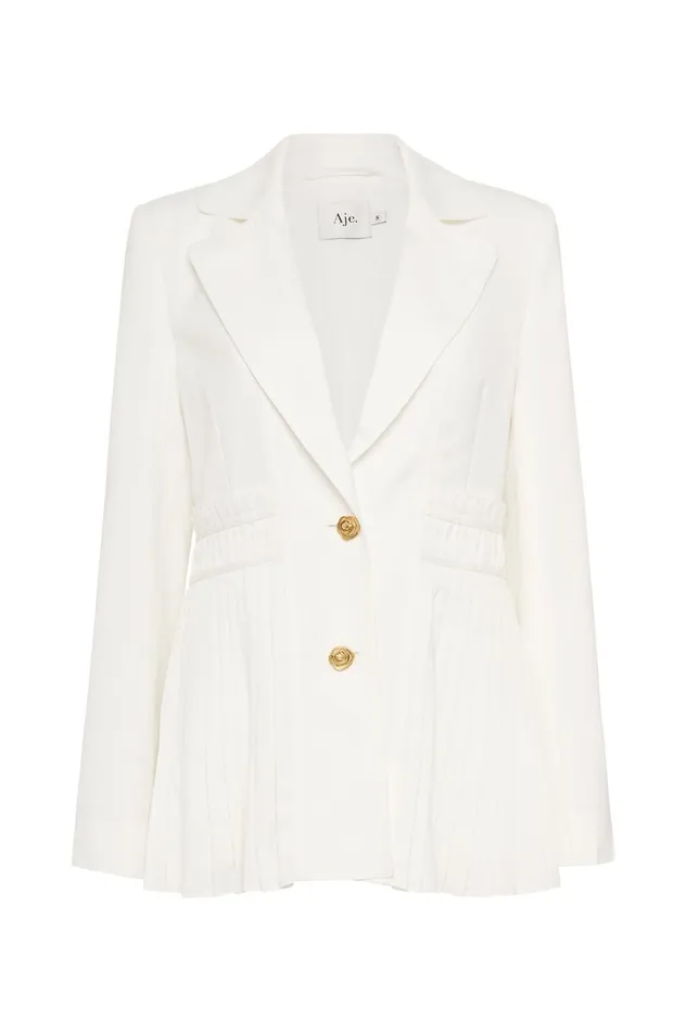 Tranquility Pleated Jacket Ivory Women Aje Blazers Jackets 038 Coats