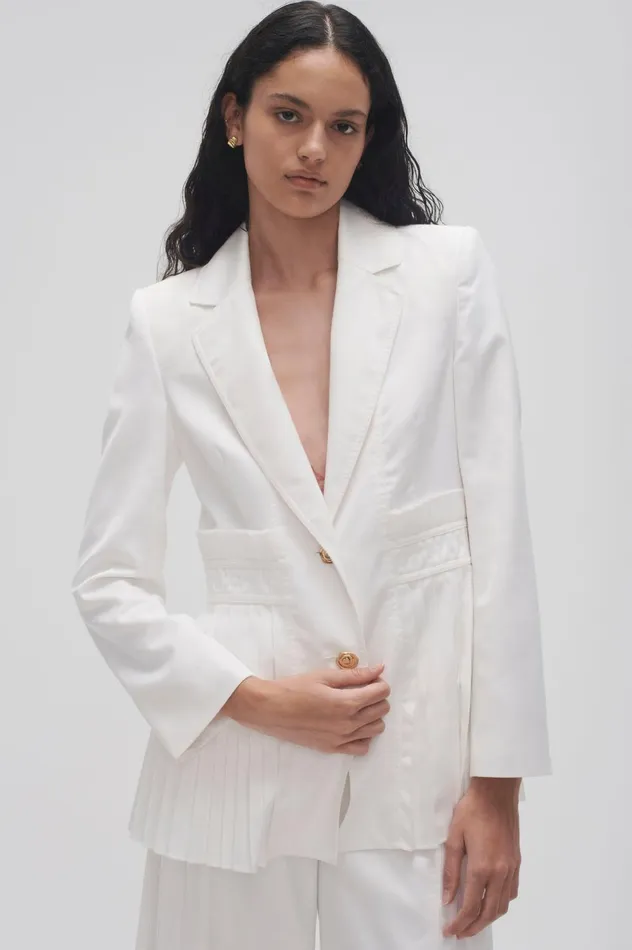 Tranquility Pleated Jacket Ivory Women Aje Blazers Jackets 038 Coats