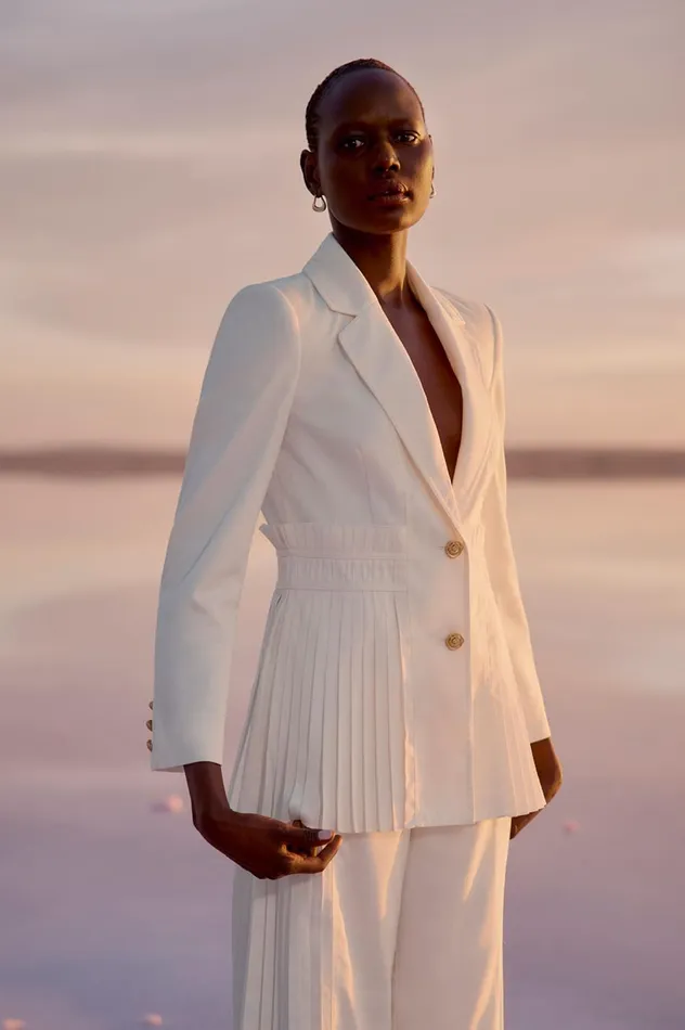 Tranquility Pleated Jacket Ivory Women Aje Blazers Jackets 038 Coats