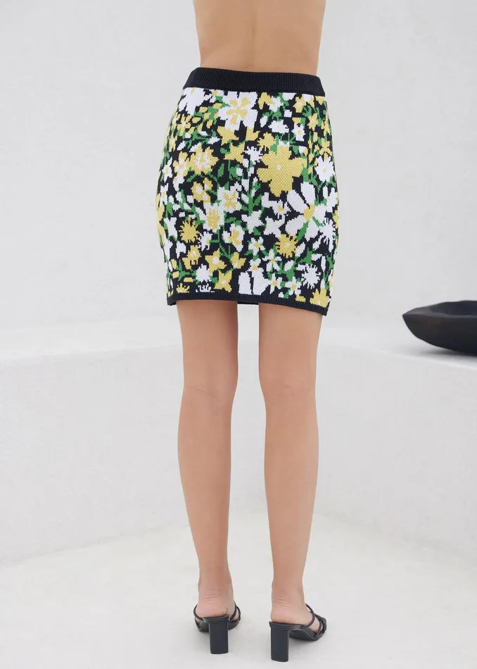 Tropical Daydream Mini Skirt Blackyellowfloral Women Lost Wander Skirts