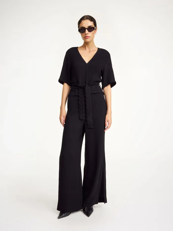 Trousers Women By Malene Birger Campione Wideleg Trousers Black