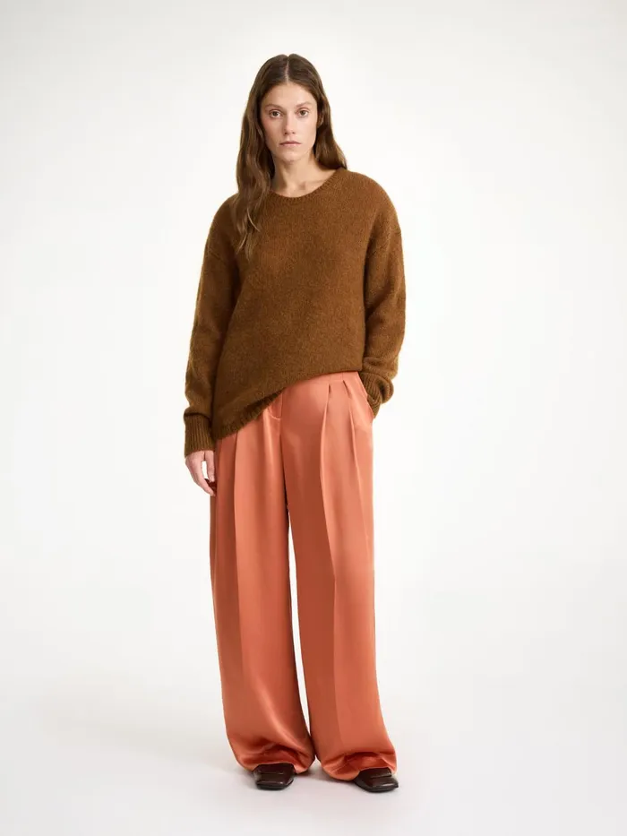 Trousers Women By Malene Birger Cymbaria Highwaist Trousers Dark Cherry Plum