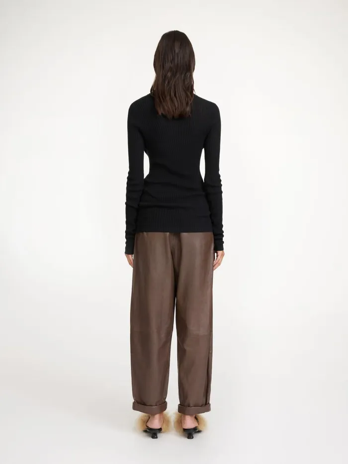 Trousers Women By Malene Birger Joanni Leather Trousers Warm Brown
