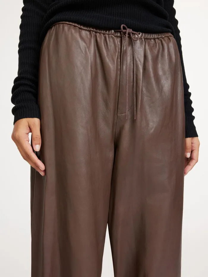 Trousers Women By Malene Birger Joanni Leather Trousers Warm Brown