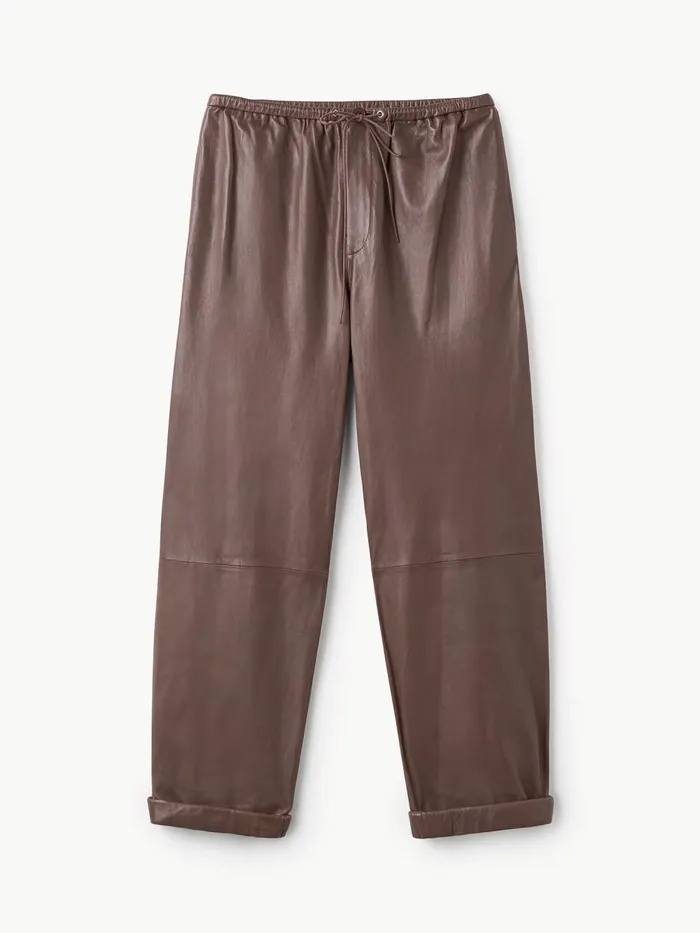 Trousers Women By Malene Birger Joanni Leather Trousers Warm Brown
