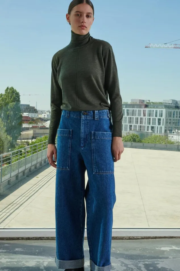 Trousers Women Soeur THABOR JEANS Washed Blue Denim