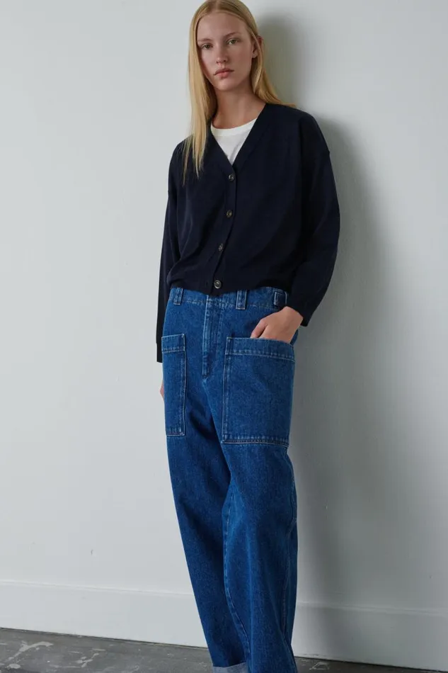 Trousers Women Soeur THABOR JEANS Washed Blue Denim
