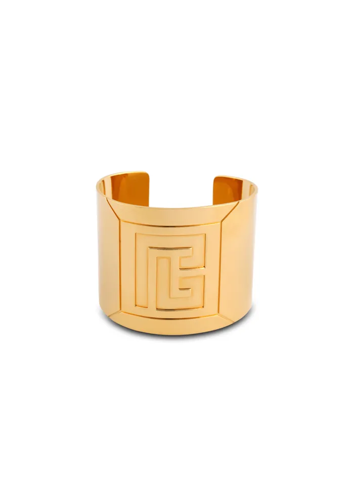 Tubular Bracelet In Engraved Brass Gold Women Balmain Fashion Jewelry