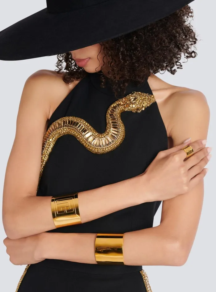 Tubular Bracelet In Engraved Brass Gold Women Balmain Fashion Jewelry
