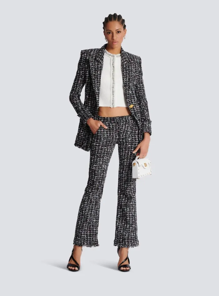Tweed Flares Black Women Balmain Trousers And Shorts