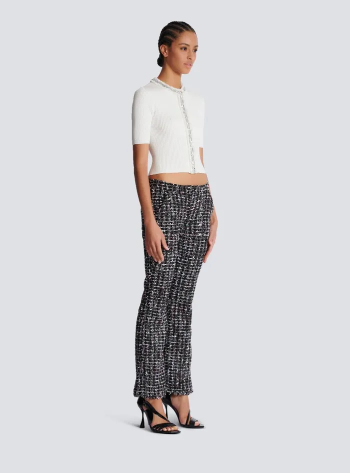 Tweed Flares Black Women Balmain Trousers And Shorts