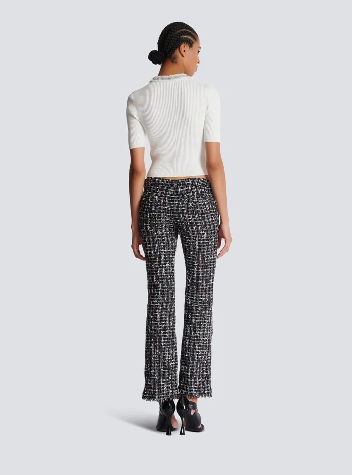 Tweed Flares Black Women Balmain Trousers And Shorts