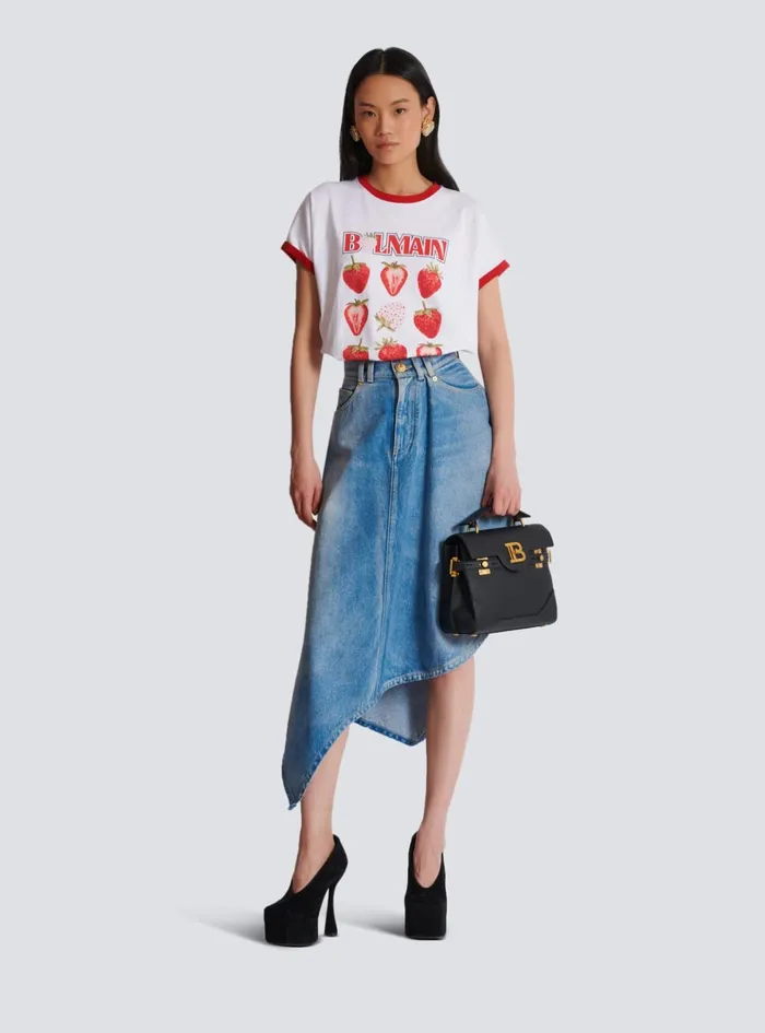 Twotone Tshirt With Strawberry Print White Women Balmain TShirts