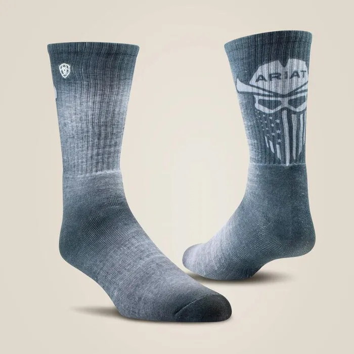 Unisex Socks Ariat Incognito Graphic Crew Work Sock 2 Pair Multi Color Pack Greyandgreen