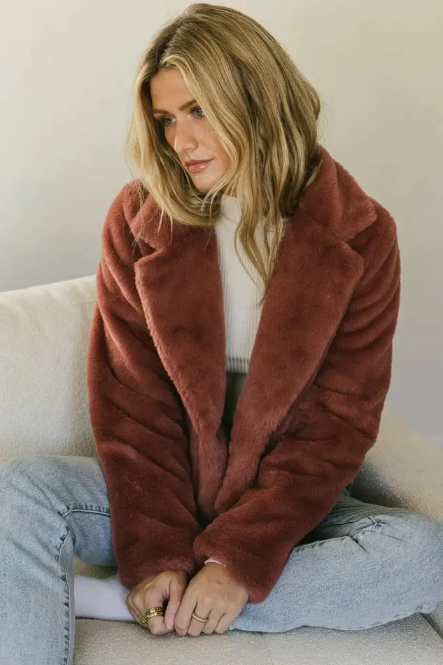 Up All Night Faux Fur Jacket In Rose Rose Women Bohme Outerwear