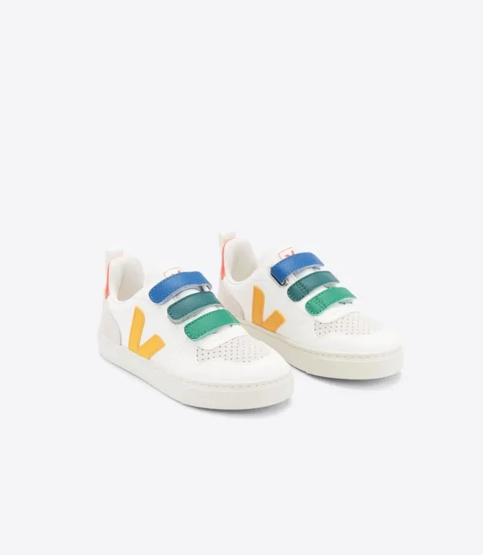 VEJA V10 Kids V10 LEATHER MULTICO WHITE OURO