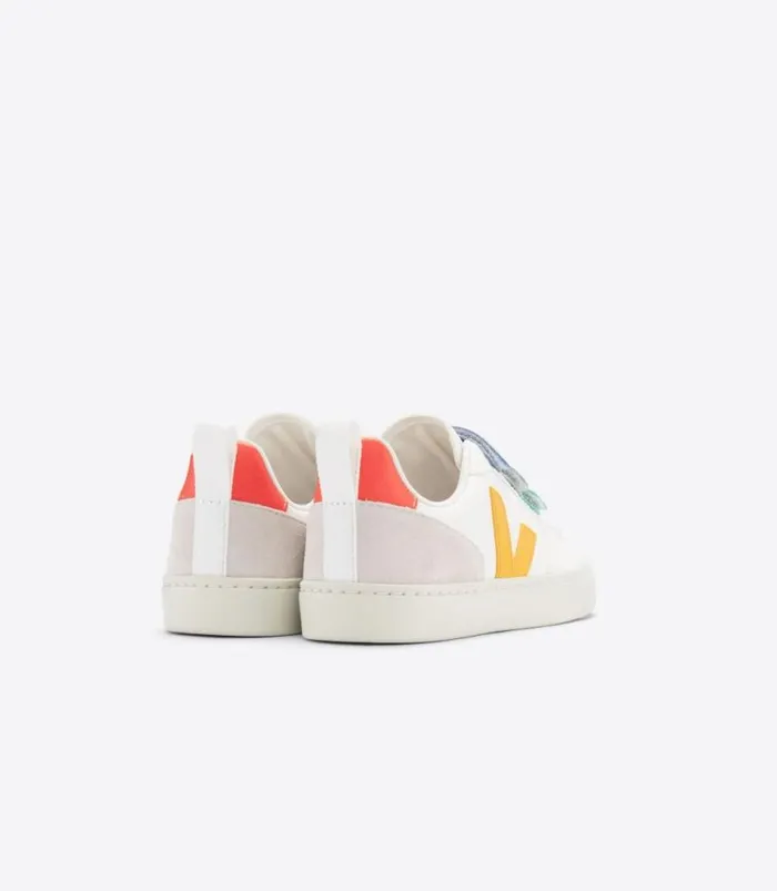 VEJA V10 Kids V10 LEATHER MULTICO WHITE OURO
