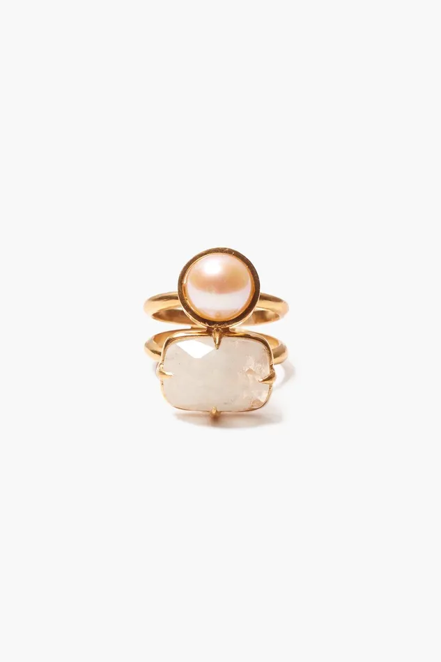 Venus Stacked Ring Moonstone Women Chan Luu Rings