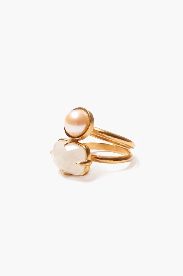 Venus Stacked Ring Moonstone Women Chan Luu Rings