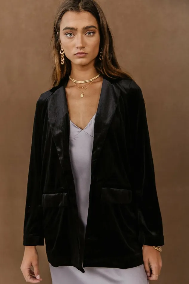 Vero Moda Audrey Velvet Blazer 8211 FINAL SALE Black Women Bohme Jackets and Blazers