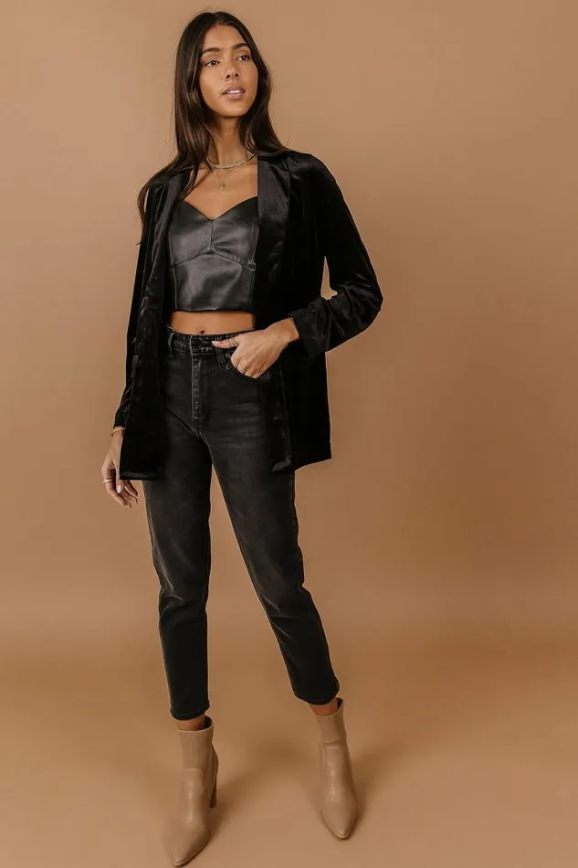 Vero Moda Audrey Velvet Blazer 8211 FINAL SALE Black Women Bohme Jackets and Blazers