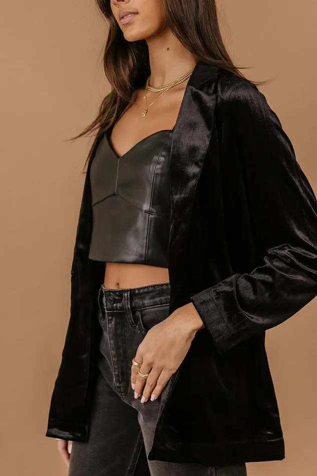 Vero Moda Audrey Velvet Blazer 8211 FINAL SALE Black Women Bohme Jackets and Blazers