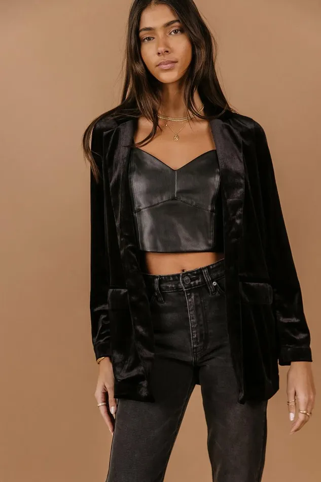 Vero Moda Audrey Velvet Blazer 8211 FINAL SALE Black Women Bohme Jackets and Blazers