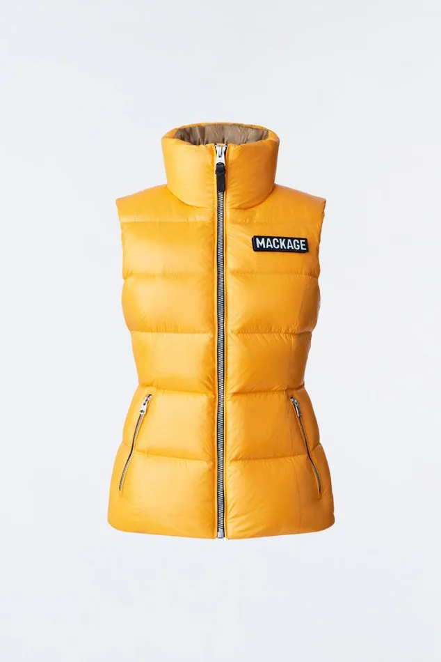 Vests Women Mackage CHAYA Lustrous Light Down Vest For Ladies Black