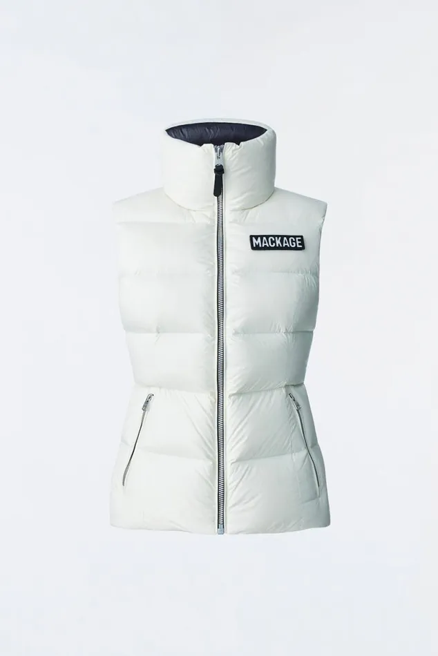 Vests Women Mackage CHAYA Lustrous Light Down Vest For Ladies Black