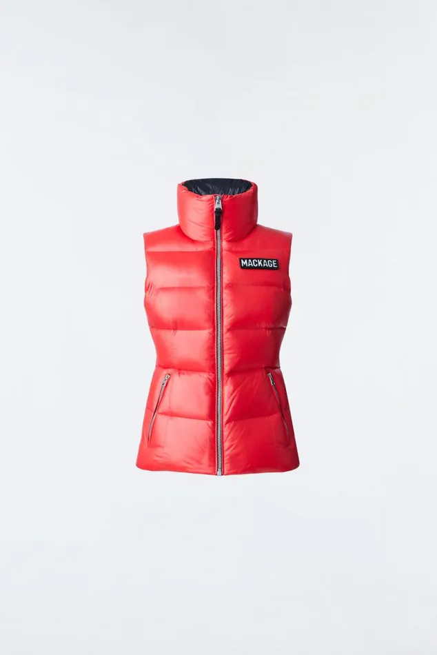 Vests Women Mackage CHAYA Lustrous Light Down Vest For Ladies Black