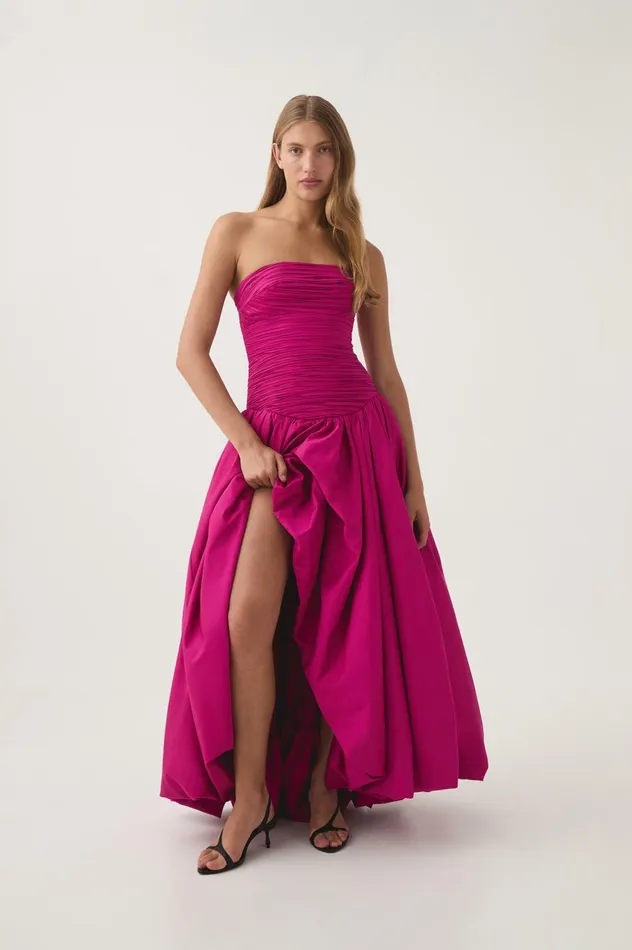 Violette Bubble Hem Maxi Dress Deep Magenta Women Aje Maxi Dresses