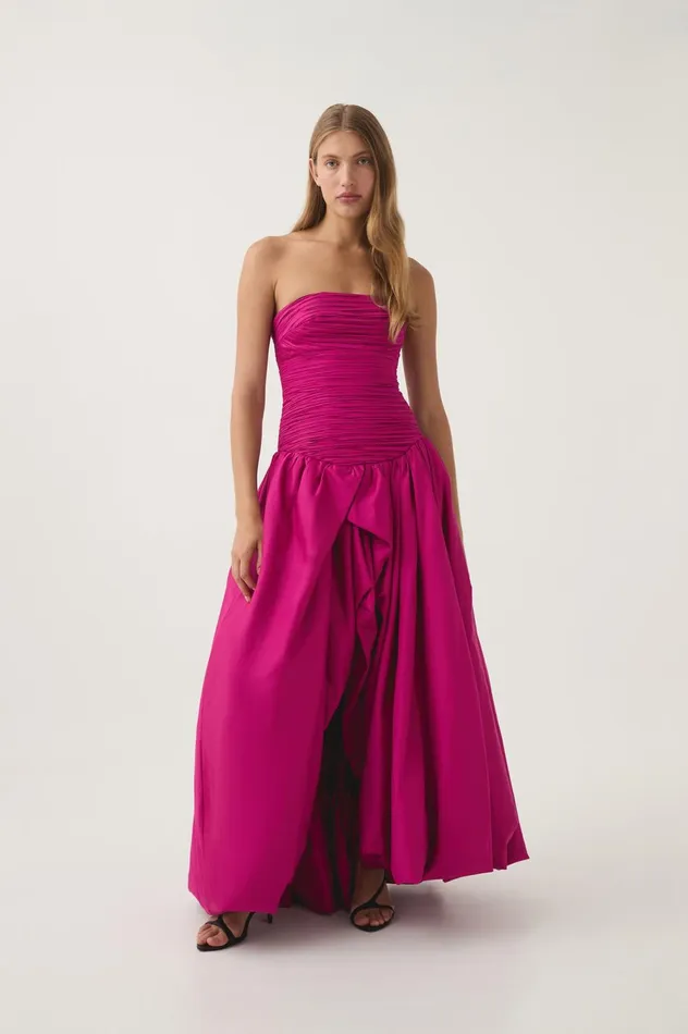 Violette Bubble Hem Maxi Dress Deep Magenta Women Aje Maxi Dresses