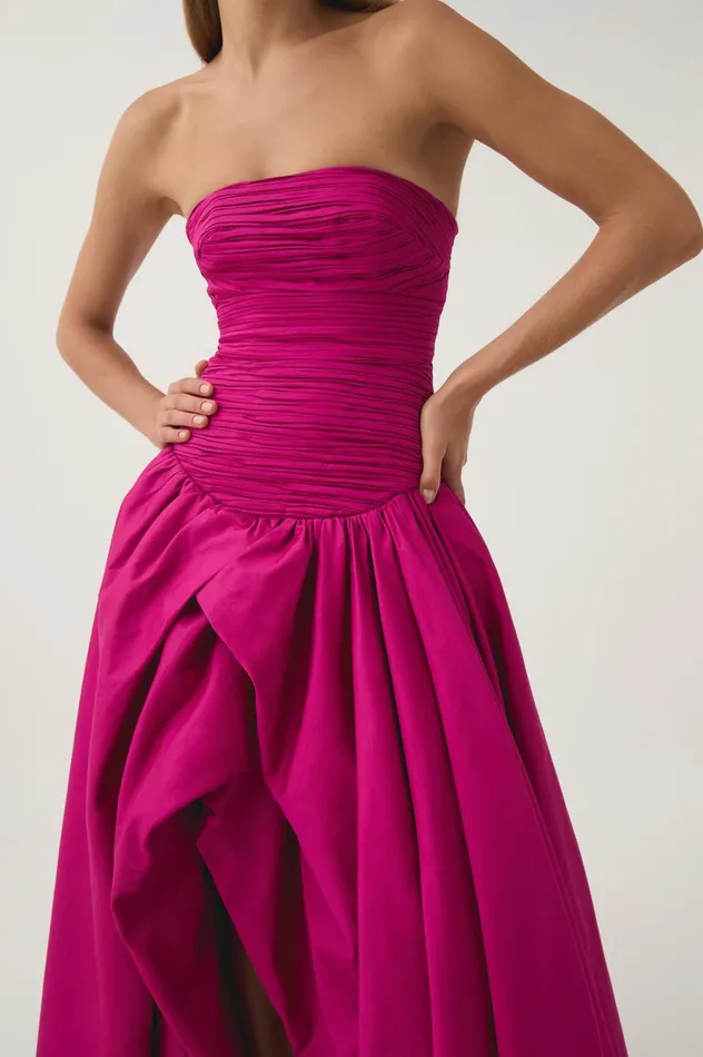 Violette Bubble Hem Maxi Dress Deep Magenta Women Aje Maxi Dresses