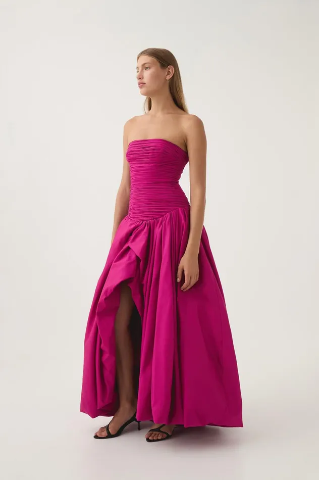 Violette Bubble Hem Maxi Dress Deep Magenta Women Aje Maxi Dresses