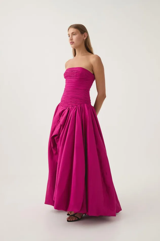 Violette Bubble Hem Maxi Dress Deep Magenta Women Aje Maxi Dresses