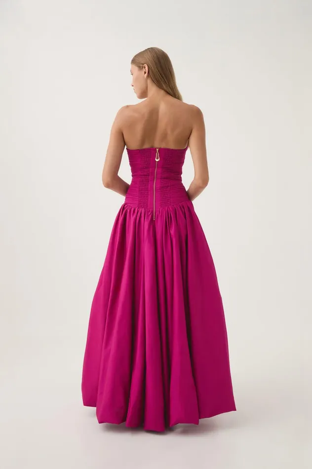 Violette Bubble Hem Maxi Dress Deep Magenta Women Aje Maxi Dresses