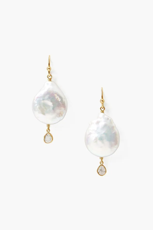White Pearl And Diamond Teardrop Earrings Women Chan Luu Earrings