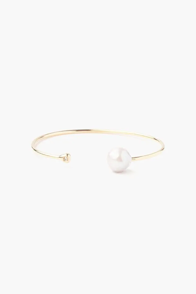 White Pearl And Gold Diamond Cuff Women Chan Luu Bracelets