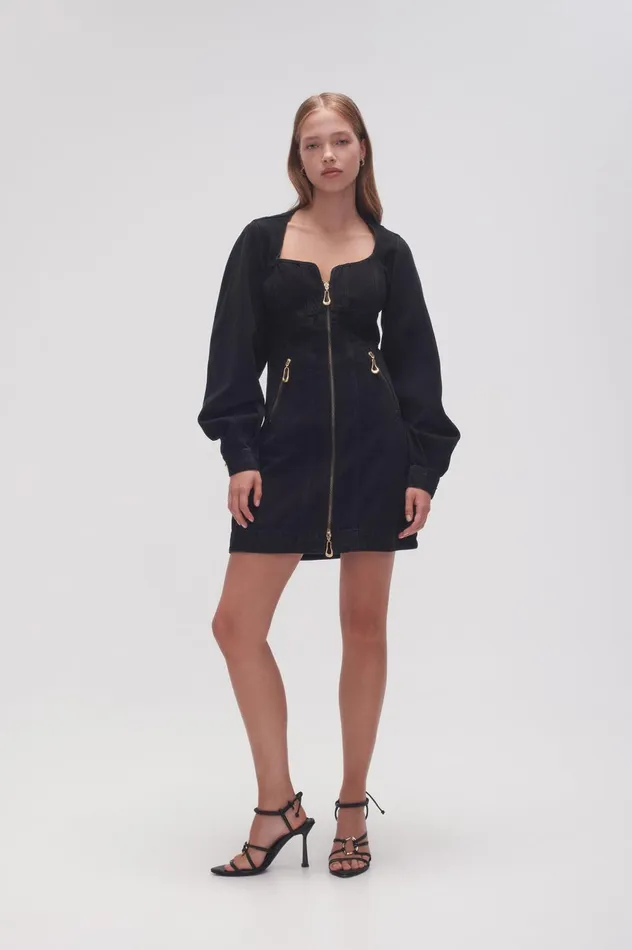 Willa Denim Mini Dress Black Women Aje Mini Dresses