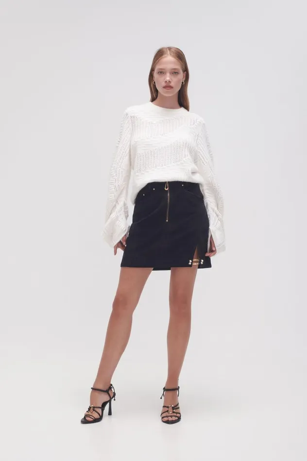 Willa Denim Mini Skirt Black Women Aje Skirts
