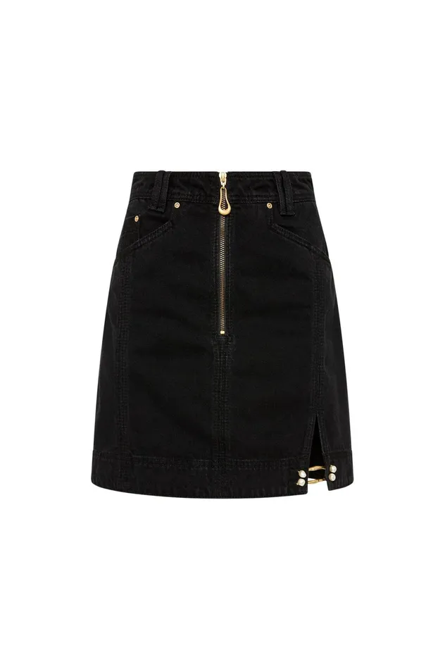 Willa Denim Mini Skirt Black Women Aje Skirts