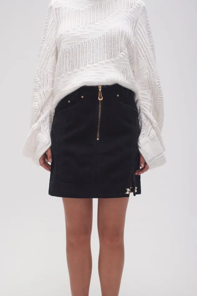 Willa Denim Mini Skirt Black Women Aje Skirts