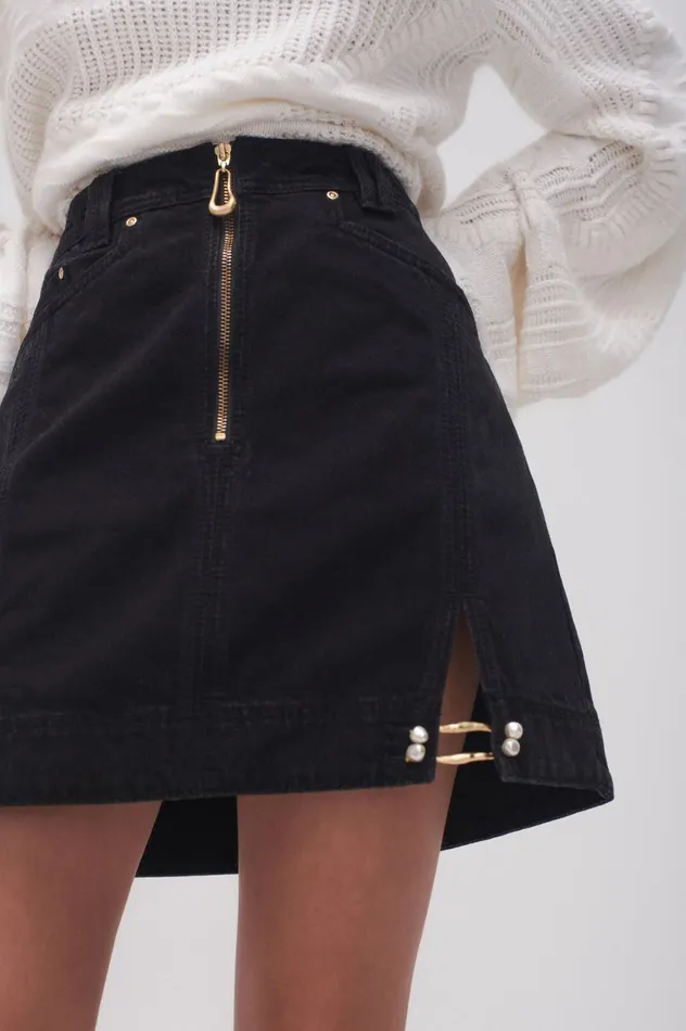 Willa Denim Mini Skirt Black Women Aje Skirts