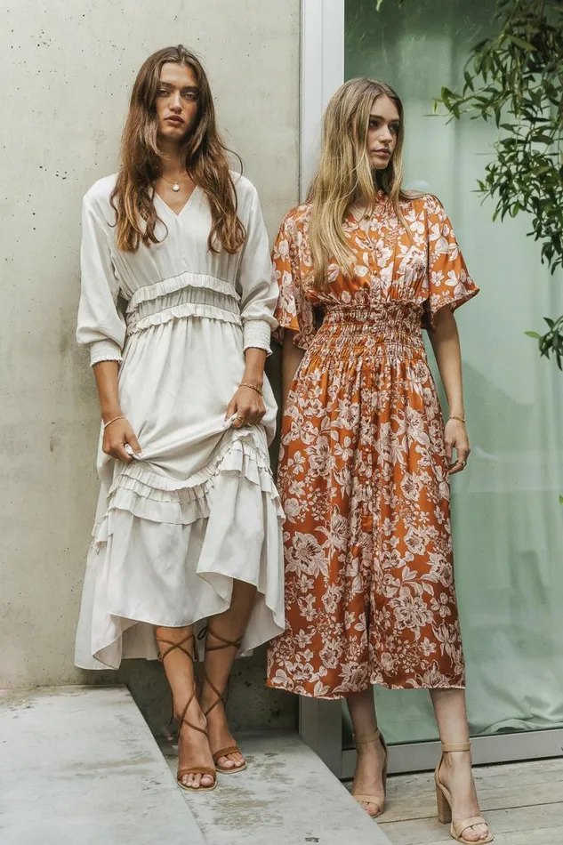 Willa Sleeved Ruffle Dress In Ivory Ivory Women Bohme Dresses