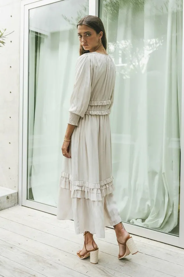 Willa Sleeved Ruffle Dress In Ivory Ivory Women Bohme Dresses