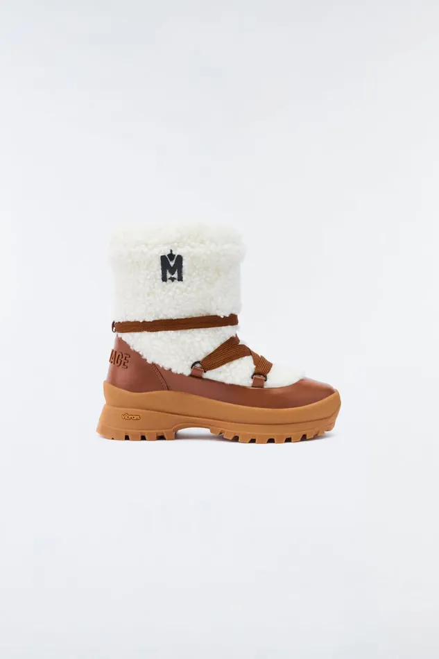 Winter Boots Women Mackage CONQUER Shearling Ankle Boot For Women Cream