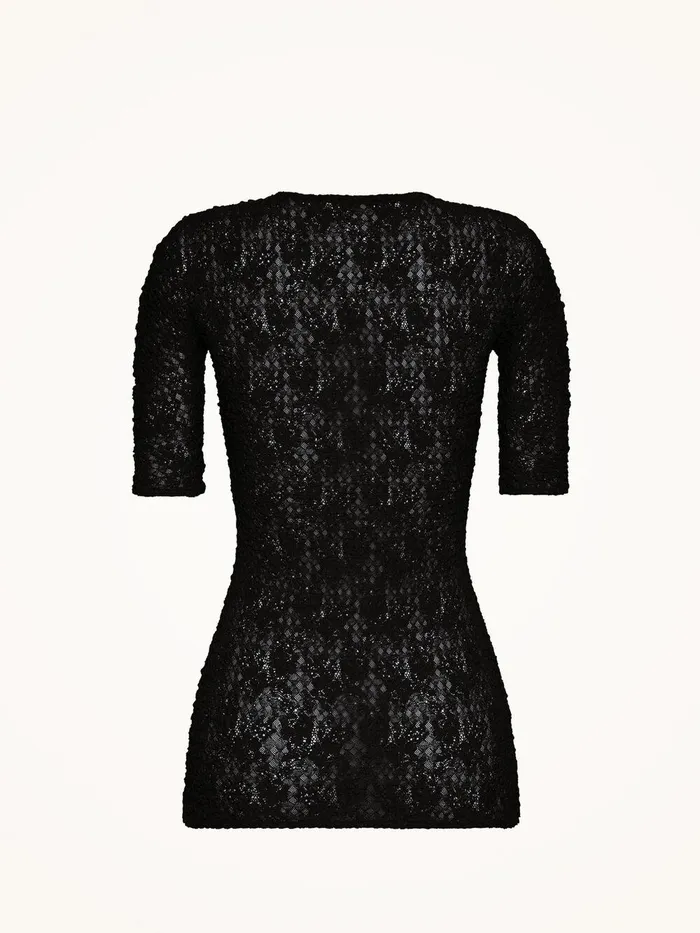Wolford Tops and Tshirts Structured Lace Top Short Sleeves Black 8211 Women
