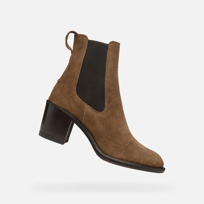 Woman Geox Ankle Boots FARNIA WOMAN Mud Medium Heel Ankle Boots Mud