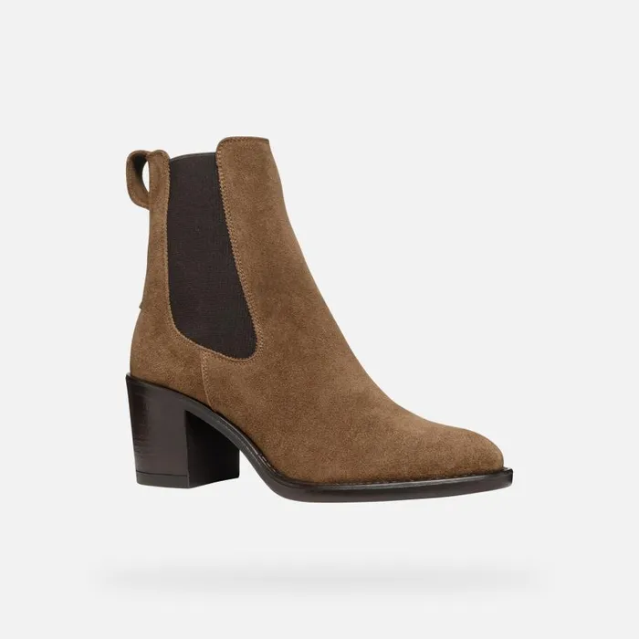 Woman Geox Ankle Boots FARNIA WOMAN Mud Medium Heel Ankle Boots Mud